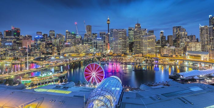 Cảng Darling Harbour lãng mạn về đêm