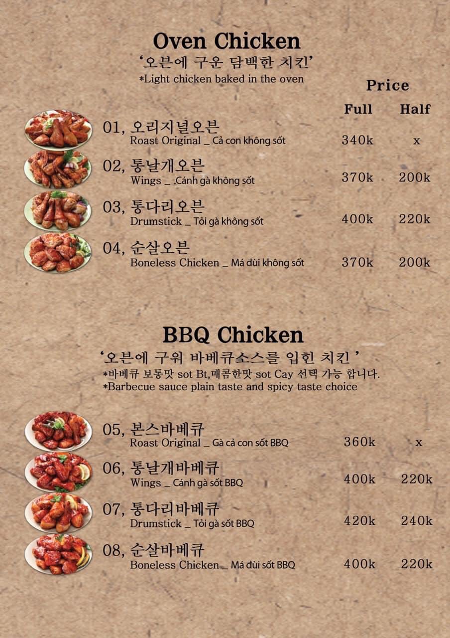  Vons Chicken menu/ thực đơn/ giá