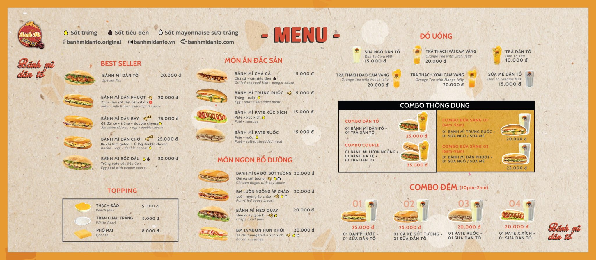 Bánh Mì Dân Tổ Menu