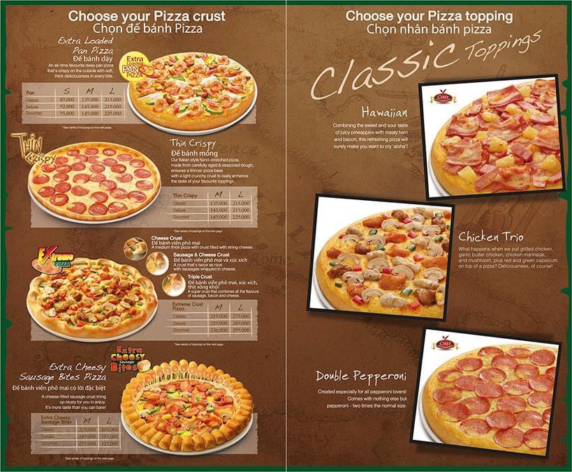 menu The Pizza Company